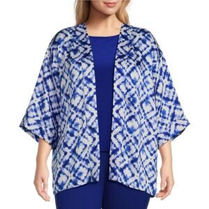 Slim Factor Investments Royal Blue Tie Dye Kimono Top Shirt Plus Size 3X